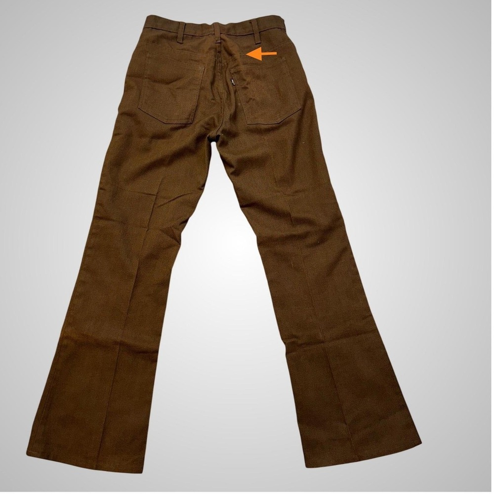 Levi's Sta-Prest Trousers Mens 30x29 Brown Excellent Vintage 70s Hopsack Flare